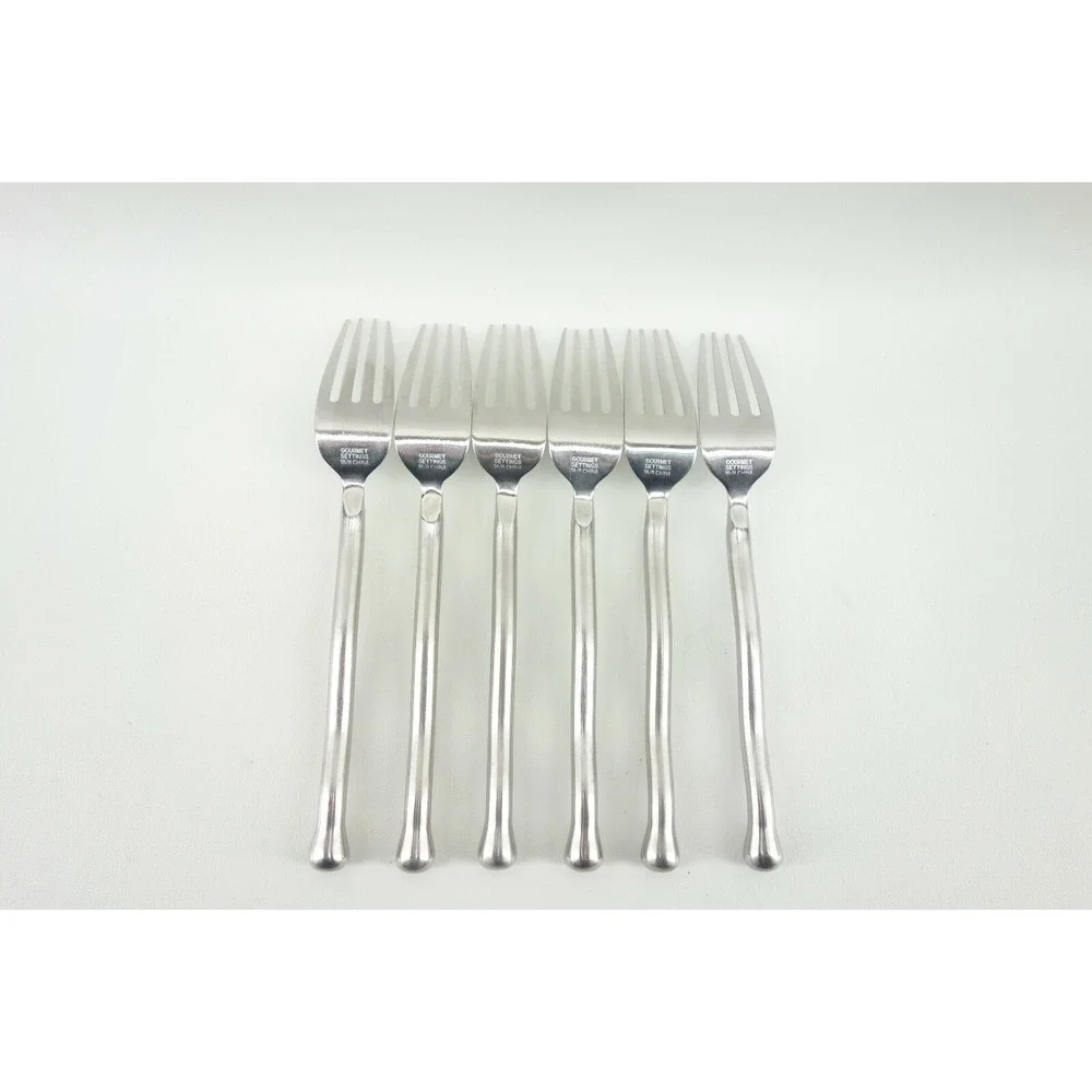 6 pc Gourmet Settings EXOTIQUE PLATINUM Stainless Steel Dinner Fork Lot‎